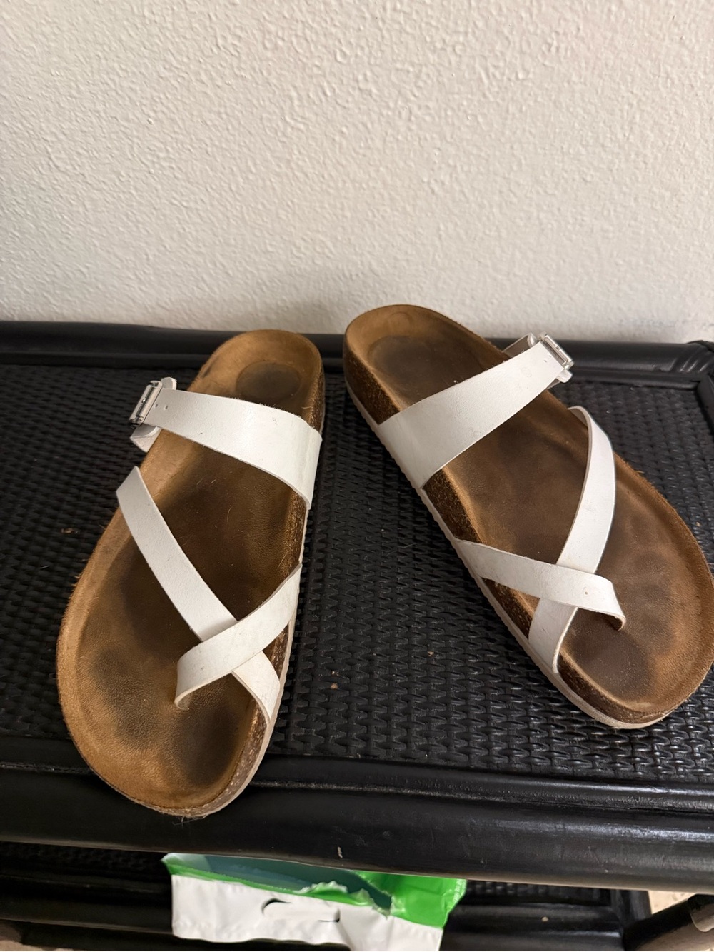 Source Unknown White Strappy Cork Footbed Sandals